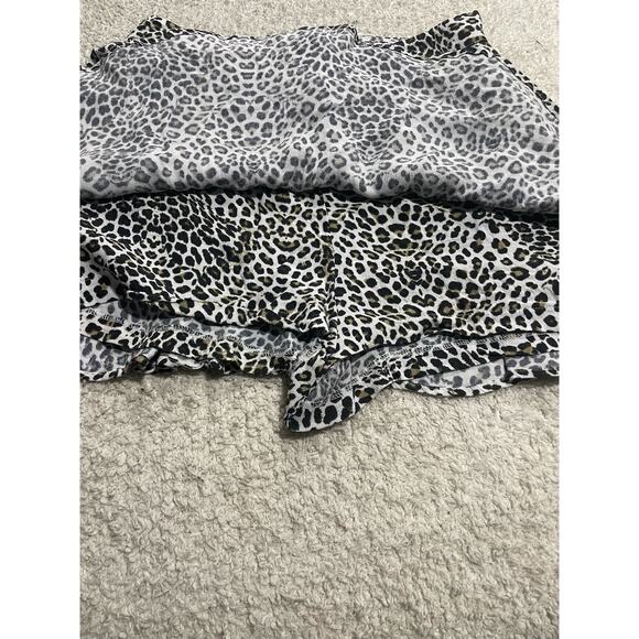 Zara Women's Small Cheetah Animal Print Ruffled Skort Skirt Gray Black Mob Wife - Picture 4 of 8